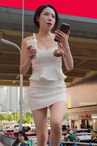 XM172白色短裙高跟凉鞋美女，白色窄内