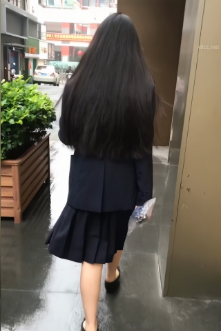 TK236-长发制服妹子灰内开闪