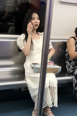 TK254-长裙白嫩妹子粉内开闪