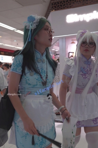 (BC-AA-424)中华娘旗袍小姐姐逛街..白色窄内扶梯楼梯被抄底